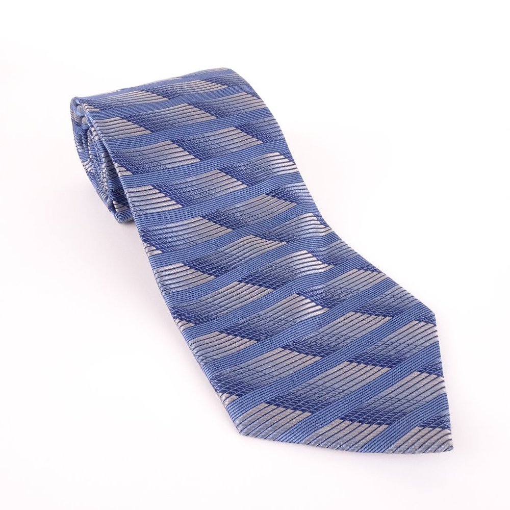 Roberto Villini Mens Handmade Silk Necktie Blue